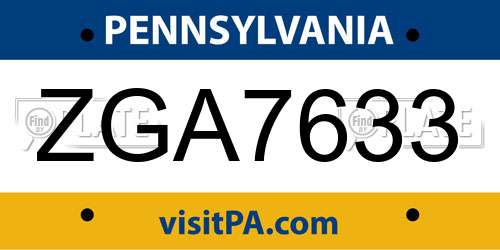 ZGA7633 Pennsylvania License Plate