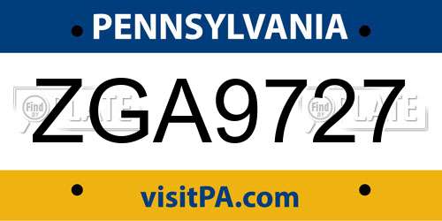 ZGA9727 Pennsylvania License Plate