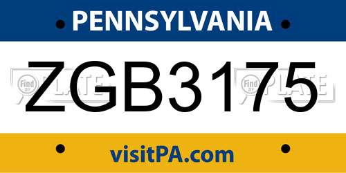 ZGB3175 Pennsylvania License Plate