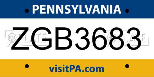 ZGB3683 Pennsylvania License Plate
