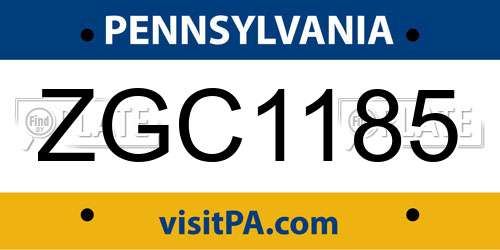 ZGC1185 Pennsylvania License Plate