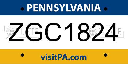 ZGC1824 Pennsylvania License Plate