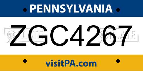 ZGC4267 Pennsylvania License Plate