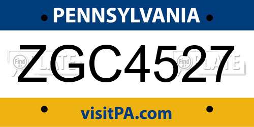ZGC4527 Pennsylvania License Plate
