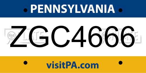 ZGC4666 Pennsylvania License Plate
