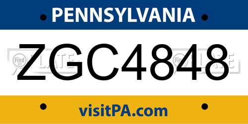 ZGC4848 Pennsylvania License Plate