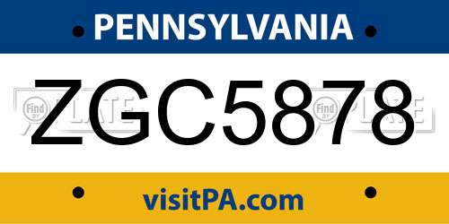 ZGC5878 Pennsylvania License Plate