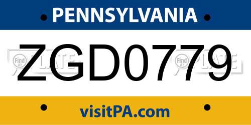 ZGD0779 Pennsylvania License Plate