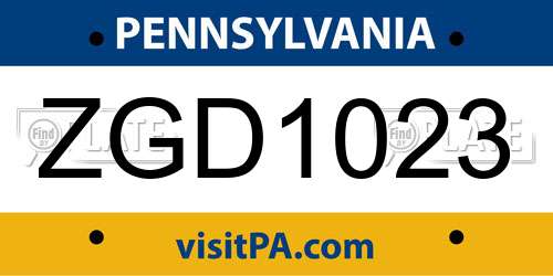 ZGD1023 Pennsylvania License Plate