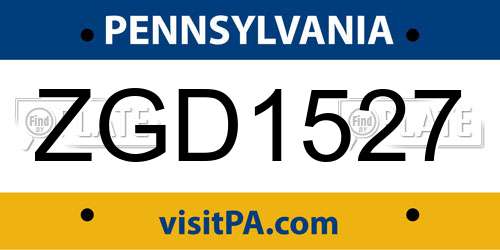 ZGD1527 Pennsylvania License Plate