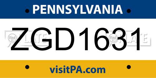 ZGD1631 Pennsylvania License Plate
