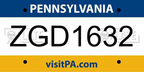 ZGD1632 Pennsylvania License Plate