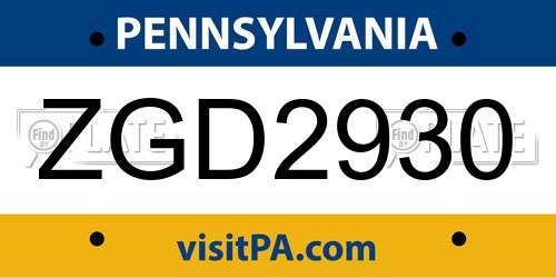 ZGD2930 Pennsylvania License Plate