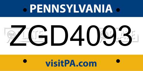 ZGD4093 Pennsylvania License Plate
