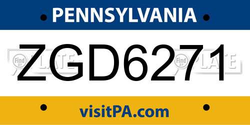 ZGD6271 Pennsylvania License Plate