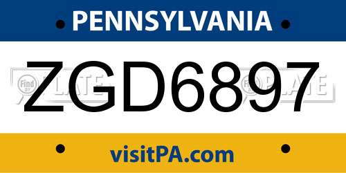 ZGD6897 Pennsylvania License Plate