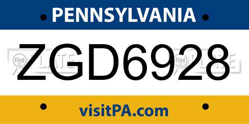 ZGD6928 Pennsylvania License Plate