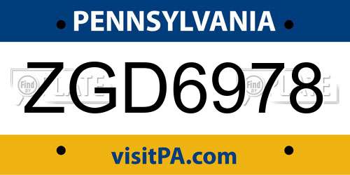 ZGD6978 Pennsylvania License Plate
