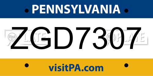 ZGD7307 Pennsylvania License Plate