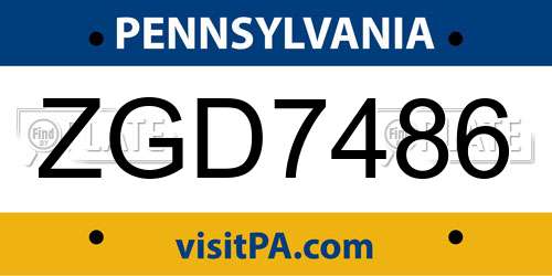ZGD7486 Pennsylvania License Plate