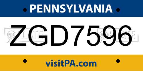 ZGD7596 Pennsylvania License Plate
