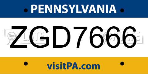 ZGD7666 Pennsylvania License Plate