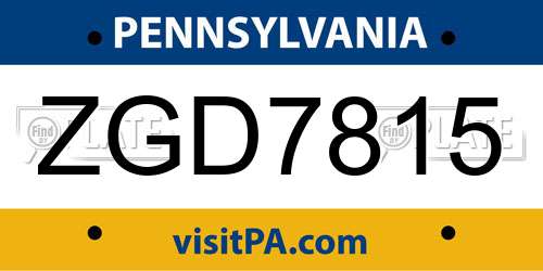 ZGD7815 Pennsylvania License Plate