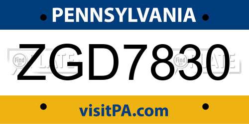 ZGD7830 Pennsylvania License Plate