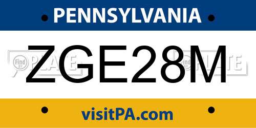 ZGE28M Pennsylvania License Plate