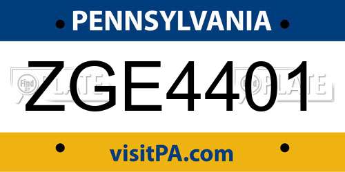 ZGE4401 Pennsylvania License Plate