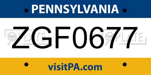 ZGF0677 Pennsylvania License Plate