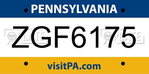 ZGF6175 Pennsylvania License Plate