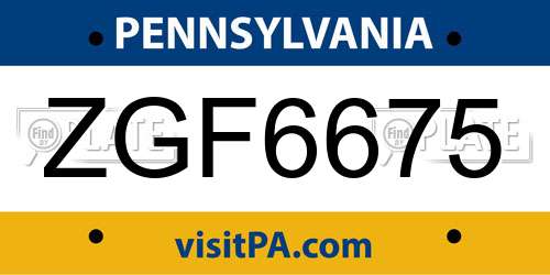 ZGF6675 Pennsylvania License Plate