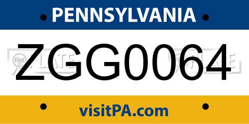 ZGG0064 Pennsylvania License Plate