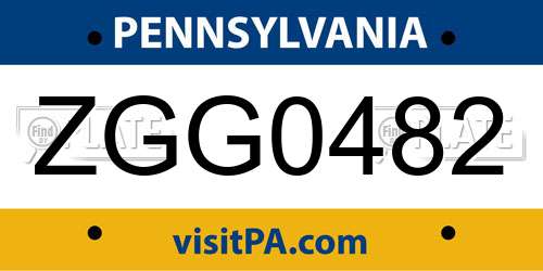 ZGG0482 Pennsylvania License Plate