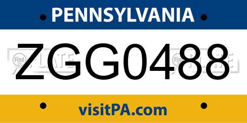 ZGG0488 Pennsylvania License Plate