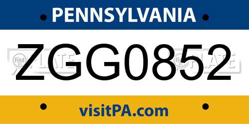 ZGG0852 Pennsylvania License Plate