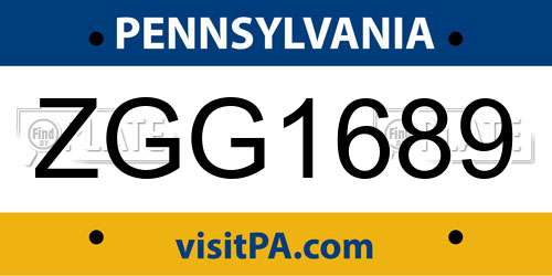 ZGG1689 Pennsylvania License Plate