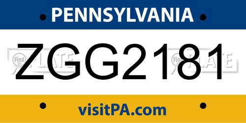 ZGG2181 Pennsylvania License Plate