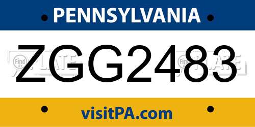 ZGG2483 Pennsylvania License Plate