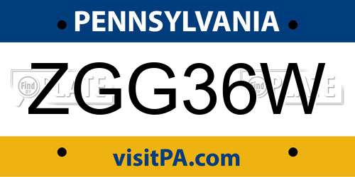ZGG36W Pennsylvania License Plate