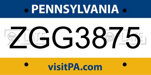 ZGG3875 Pennsylvania License Plate