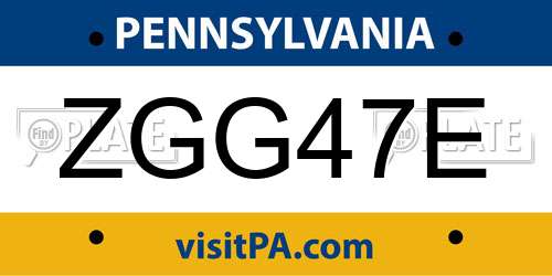 ZGG47E Pennsylvania License Plate