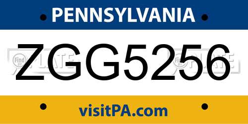 ZGG5256 Pennsylvania License Plate