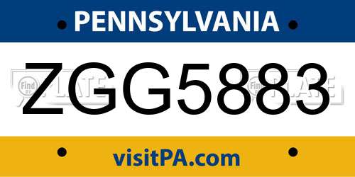 ZGG5883 Pennsylvania License Plate