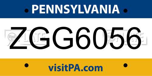 ZGG6056 Pennsylvania License Plate