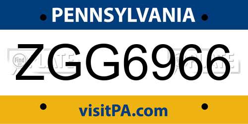 ZGG6966 Pennsylvania License Plate