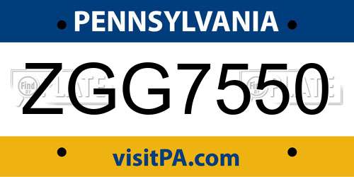 ZGG7550 Pennsylvania License Plate