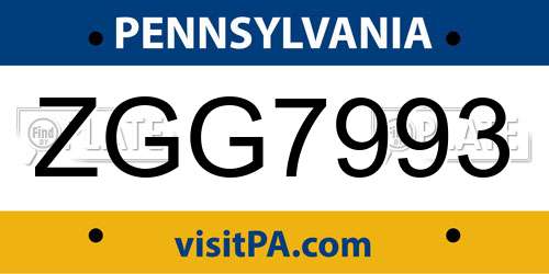 ZGG7993 Pennsylvania License Plate