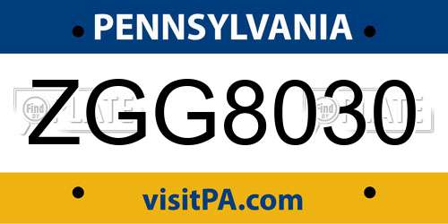 ZGG8030 Pennsylvania License Plate